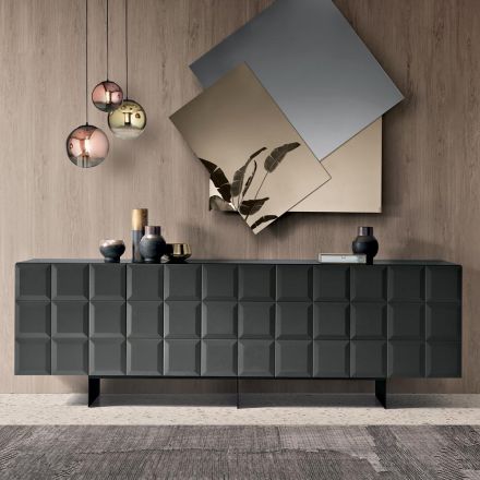 Aparador de interior con 4 puertas a cuadros, fabricado en Italia - Elisabetta Viadurini