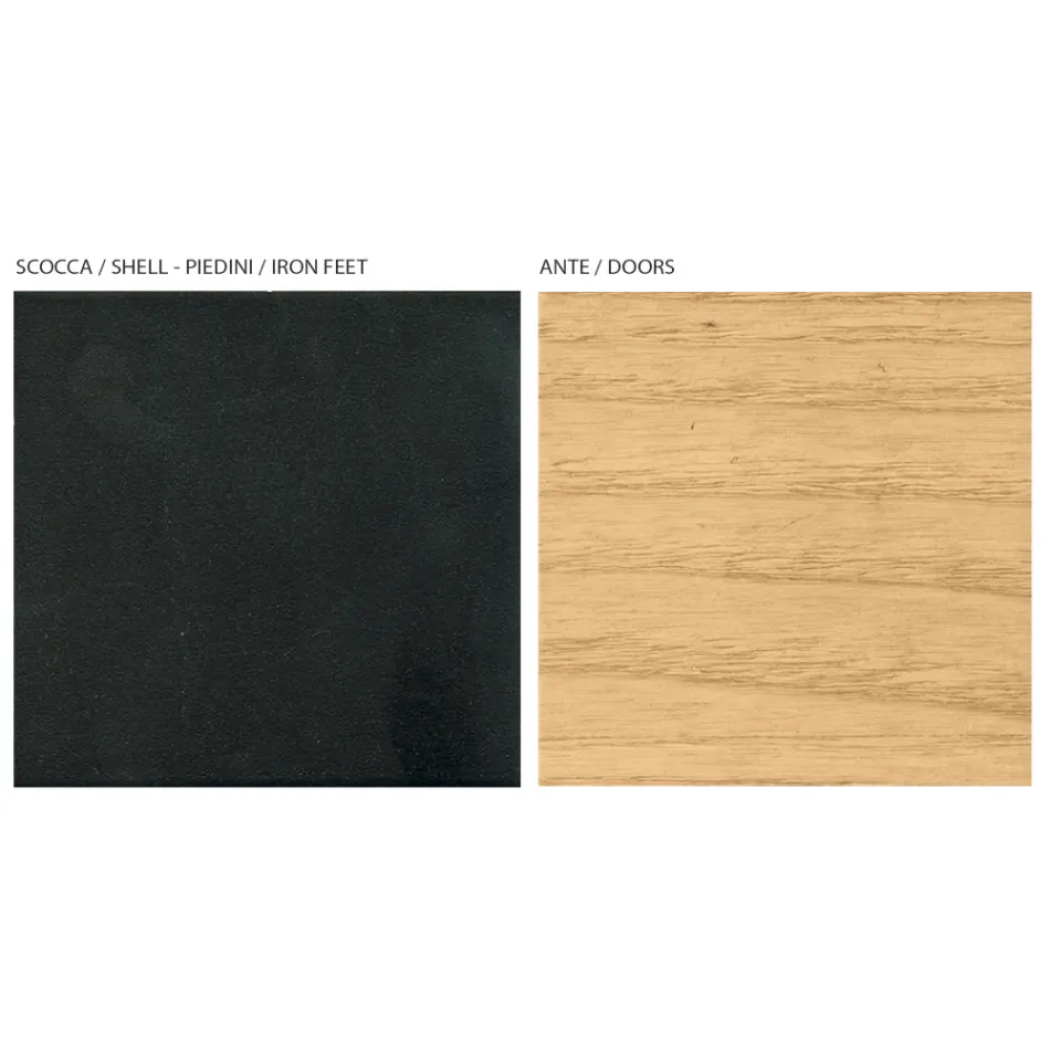 Aparador de salón con 2 o 3 puertas en acabado fresno natural Made in Italy - Zehra Viadurini