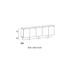 Aparador de madera con estructura de vidrio Made in Italy - Azuki Viadurini