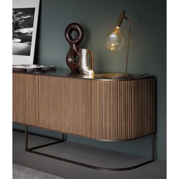 Aparador para sala de estar en madera y metal bronce Made in Italy - Bonaldo Dune