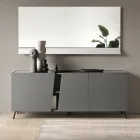 Aparador de pie con tres puertas batientes en melamina Made in Italy - Calia Viadurini