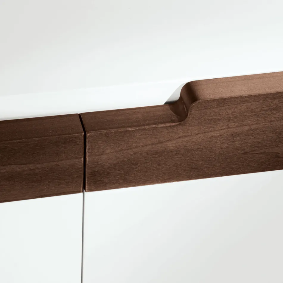 Aparador de salón con 4 puertas en blanco y acabado Canaletto Made in Italy - Cualquiera Viadurini