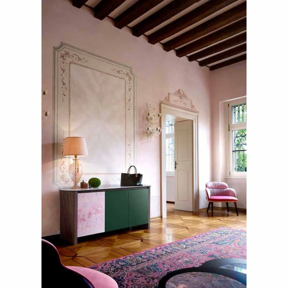 Aparador de diseño en Gres con estructura en madera y Mdf Made in Italy - Cunea Viadurini