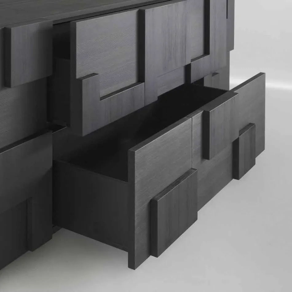 diseño aparador de madera de alerce cepillado de calor tratada Azalea Viadurini