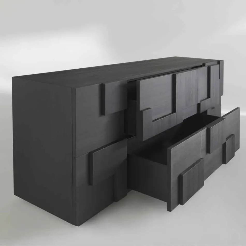 diseño aparador de madera de alerce cepillado de calor tratada Azalea Viadurini