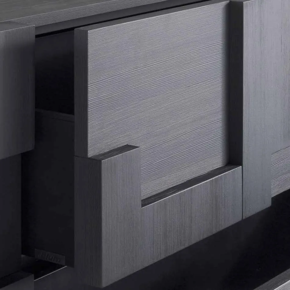 diseño aparador de madera de alerce cepillado de calor tratada Azalea Viadurini