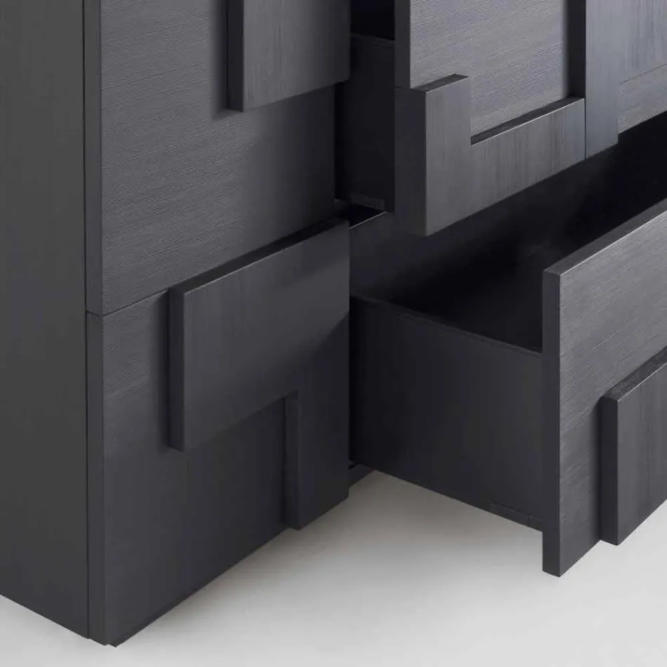 diseño aparador de madera de alerce cepillado de calor tratada Azalea Viadurini