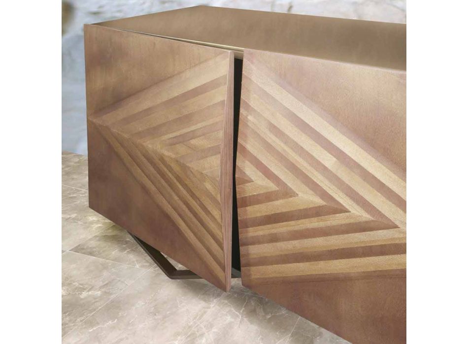 Aparador de madera de 2 o 4 puertas con estantes de cristal Made in Italy - Gardena