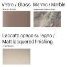 Aparador curvo de madera lacada con puertas de cristal bronce. Fabricado en Italia - Lyra Viadurini