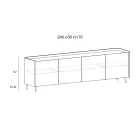 Aparador curvo de madera lacada con puertas de cristal bronce. Fabricado en Italia - Lyra Viadurini
