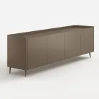 Aparador curvo de madera lacada en platino de diseño exclusivo, fabricado en Italia - Lyra Viadurini