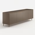 Aparador curvo de madera lacada en platino de diseño exclusivo, fabricado en Italia - Lyra
