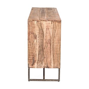 Aparador en madera de acacia y acero 2 puertas y 3 cajones Homemotion - Aimune