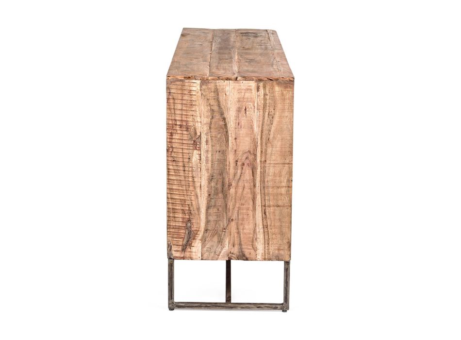 Aparador en madera de acacia y acero 2 puertas y 3 cajones Homemotion - Aimune