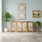 Aparador de pino natural envejecido con puertas de espejo - Agnone Viadurini