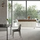 Aparador en Madera Ecológica de 4 Puertas con Cajones y Encimera de Fresno - Tamara Viadurini