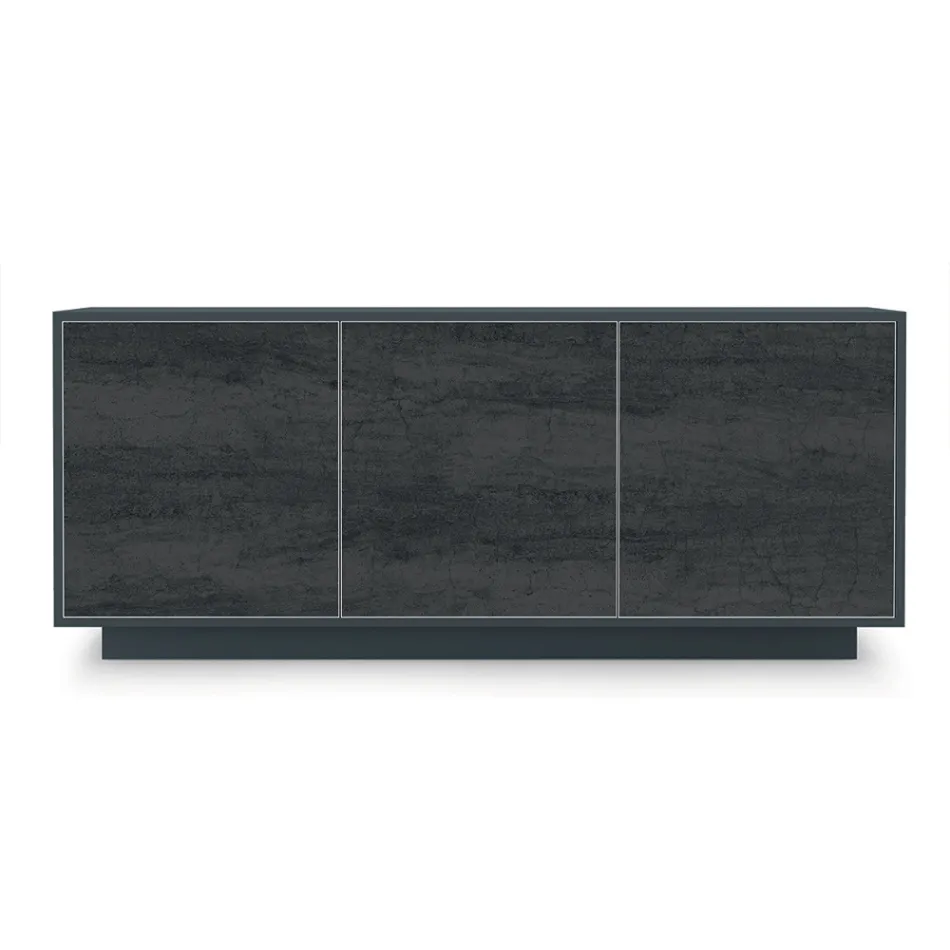 Aparador de madera lacada con 2 o 3 puertas de cerámica Made in Italy - Fiorenza Viadurini