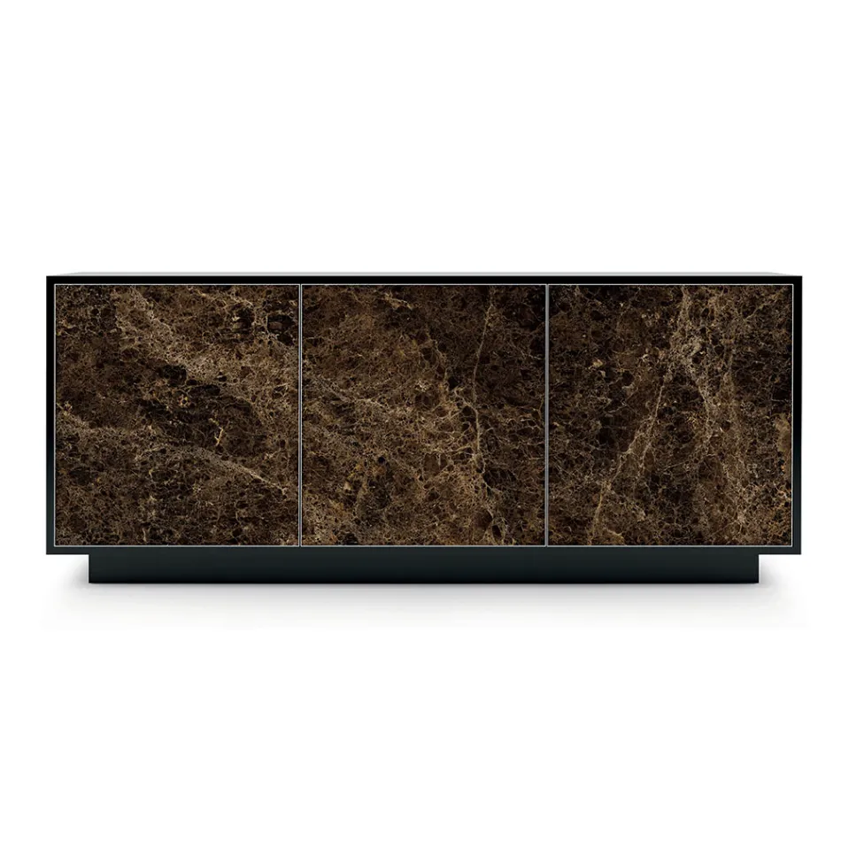 Aparador de madera lacada con 2 o 3 puertas de cerámica Made in Italy - Fiorenza Viadurini