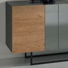 Aparador en melamina con 3 puertas de roble y espejo Made in Italy - Romina Viadurini