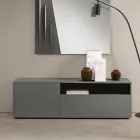 Aparador de pie Miral de melamina con diseño lineal. Fabricado en Italia. Viadurini