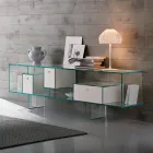 Aparador de cristal con tres cajones, diseño elegante, fabricado en Italia - Senera Viadurini