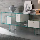 Aparador de cristal con tres cajones, diseño elegante, fabricado en Italia - Senera Viadurini