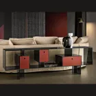 Aparador de cristal con tres cajones, diseño elegante, fabricado en Italia - Senera Viadurini