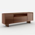 Aparador de cristal lacado en la parte posterior con perfil de madera maciza, fabricado en Italia - Lutea