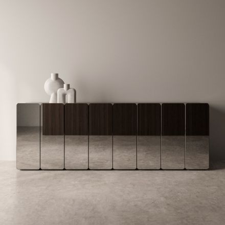 Aparador moderno de madera con espejo y diseño elegante, fabricado en Italia - Ester Viadurini