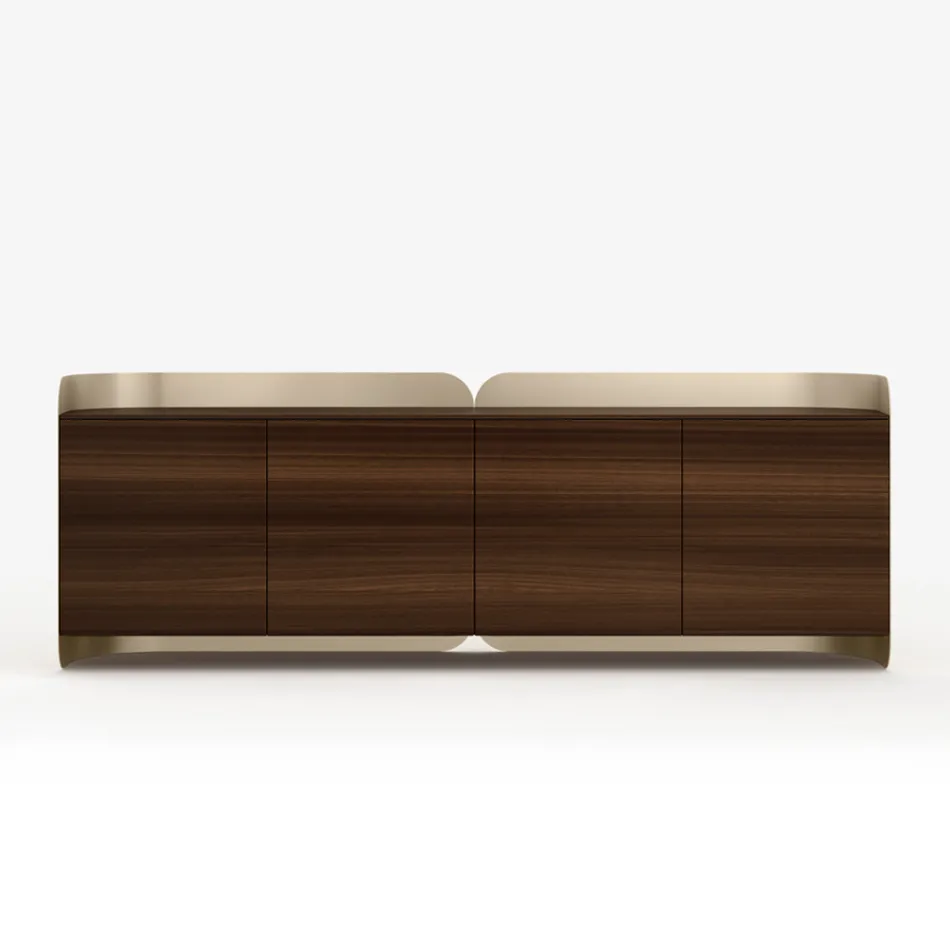 Aparador moderno de madera y metal curvado, fabricado en Italia - Rugiada Viadurini