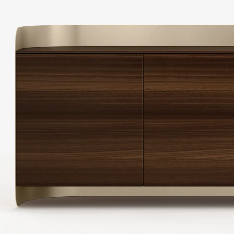 Aparador moderno de madera y metal curvado, fabricado en Italia - Rugiada Viadurini