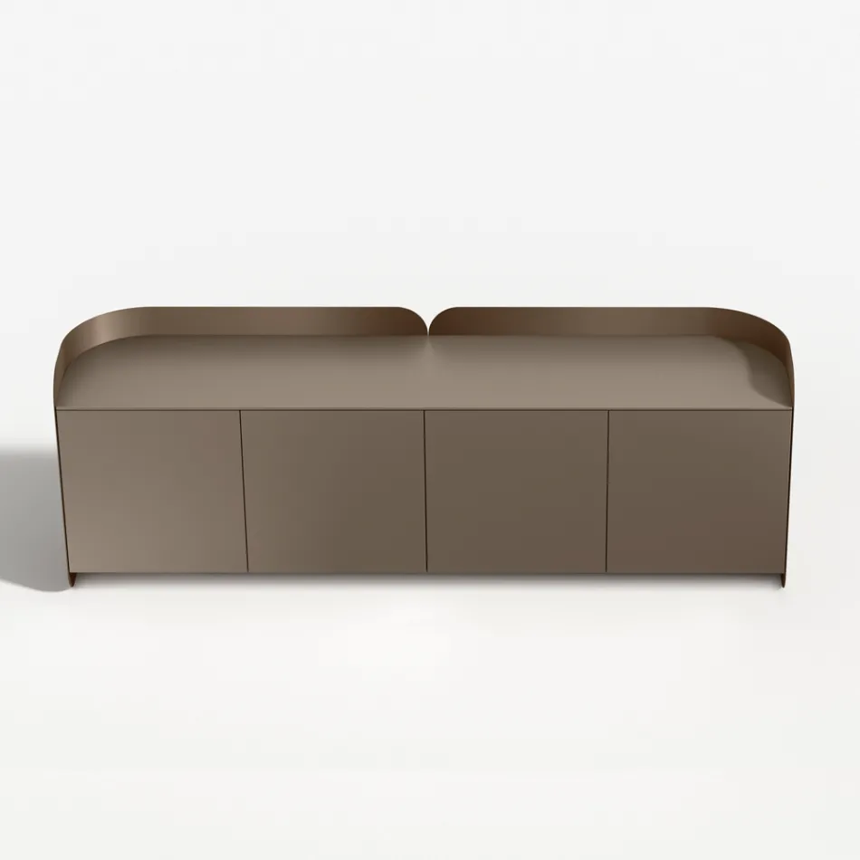 Aparador moderno de madera y metal curvado, fabricado en Italia - Rugiada Viadurini