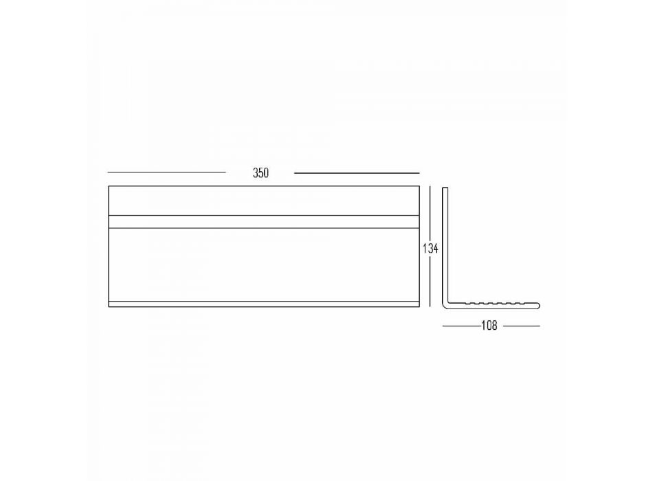Estante de pared en Corian blanco o con inserto negro 350 o 600 cm - Elono Viadurini