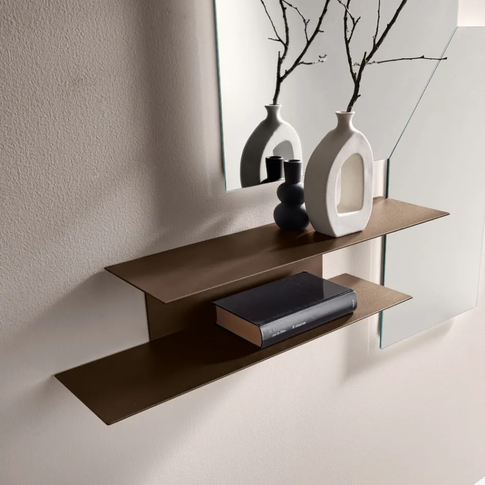 Estantería de pared Real con dos estantes metálicos en tres colores. Viadurini