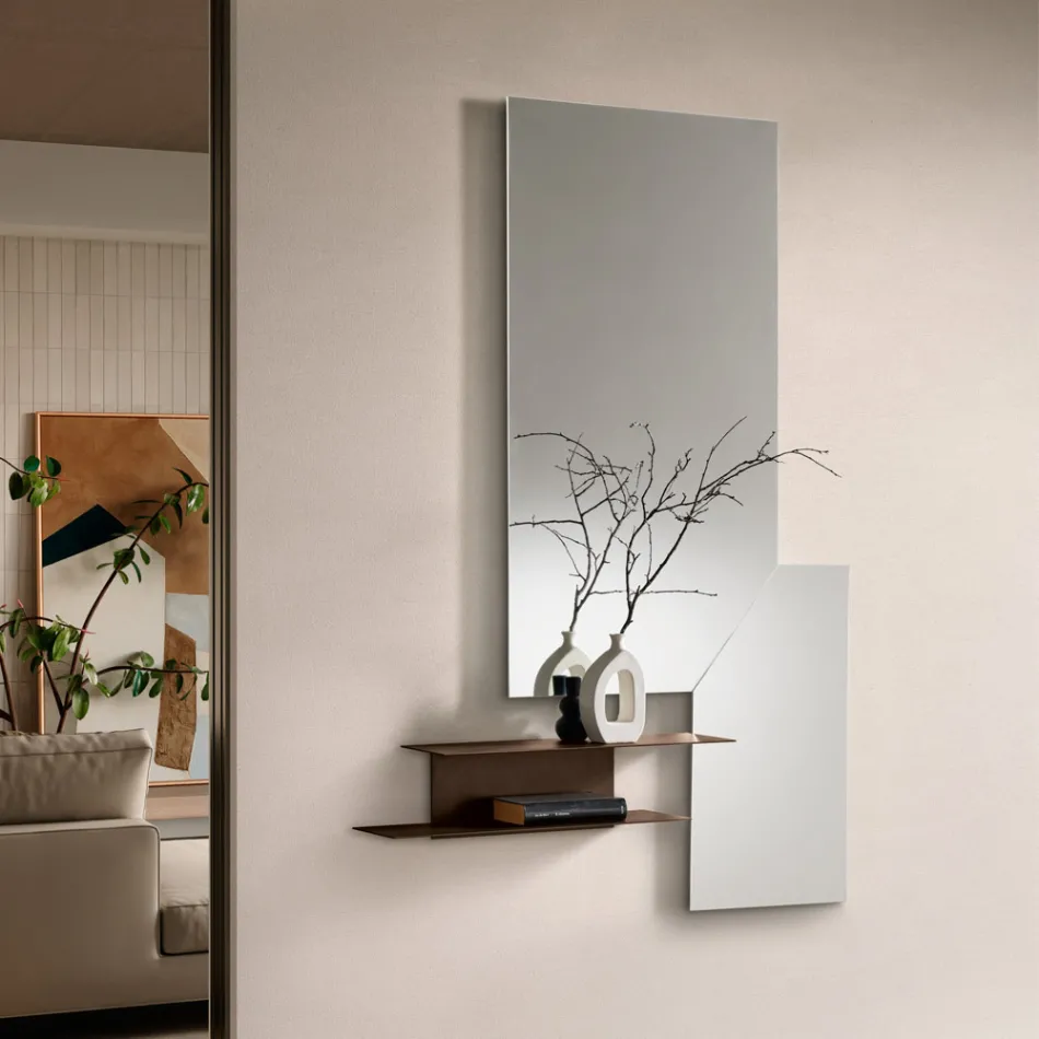 Estantería de pared con dos baldas metálicas en tres colores - Real Viadurini