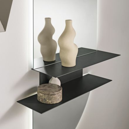 Estantería de pared Real con dos estantes metálicos en tres colores. Viadurini