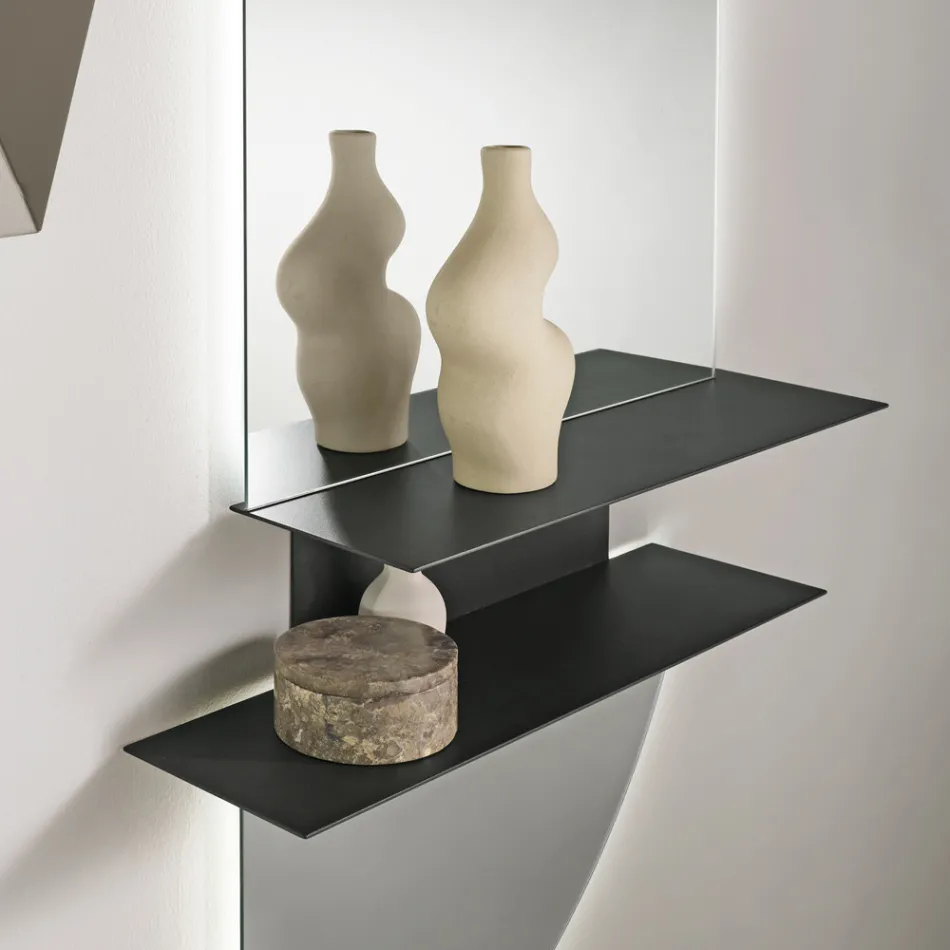 Estantería de pared Real con dos estantes metálicos en tres colores. Viadurini