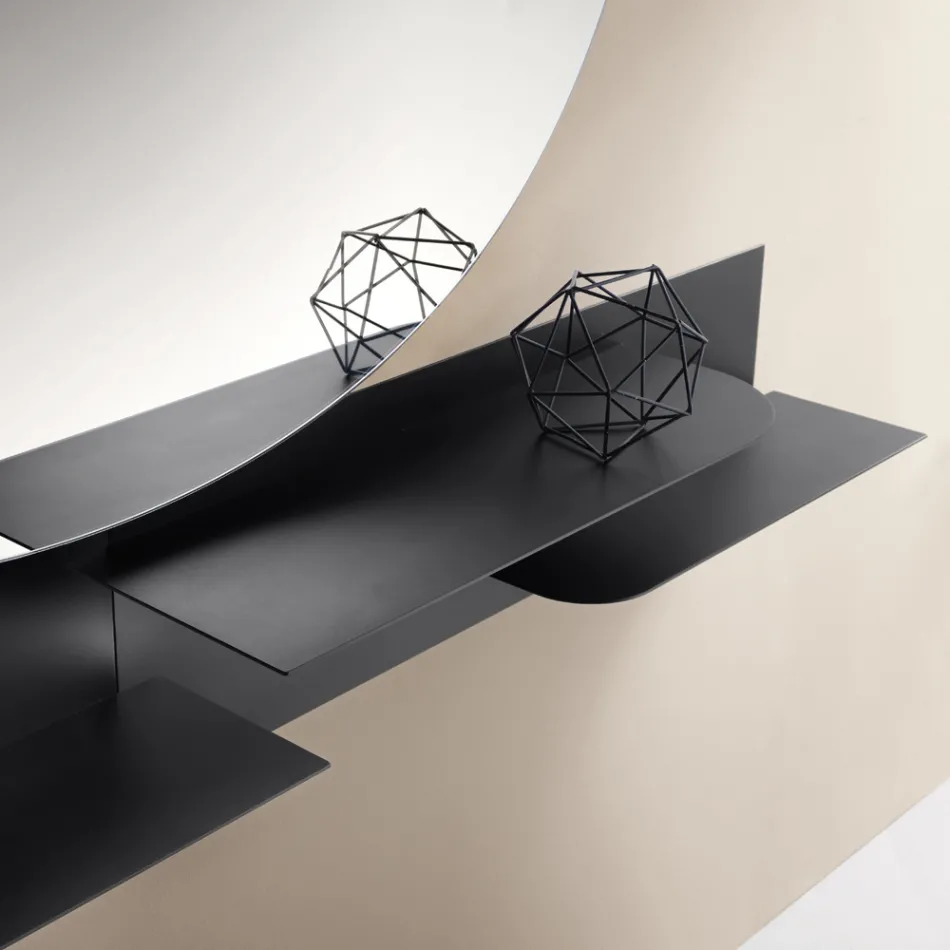 Estantería metálica de diseño moderno con dos baldas horizontales - Miro Viadurini