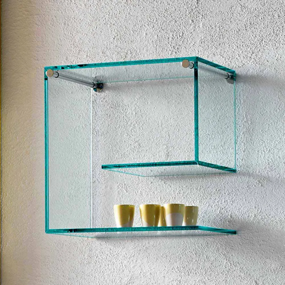Estantes De Pared De Vidrio Transparente Versátil Diseño Elegante 2 Piezas - Rollo Viadurini