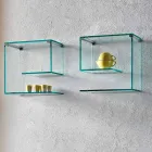 Estantes De Pared De Vidrio Transparente Versátil Diseño Elegante 2 Piezas - Rollo Viadurini