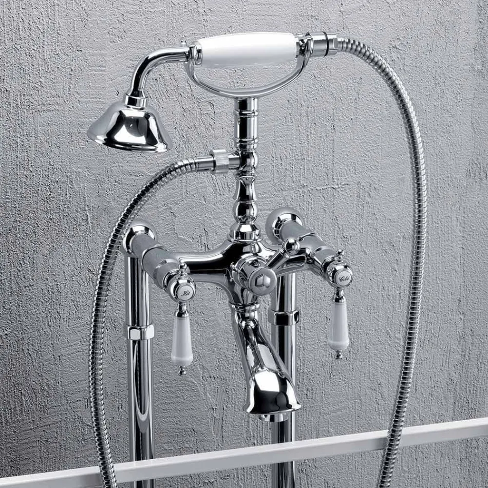 Mezclador de columna para bañera con ducha en latón Made in Italy - Shelly Viadurini