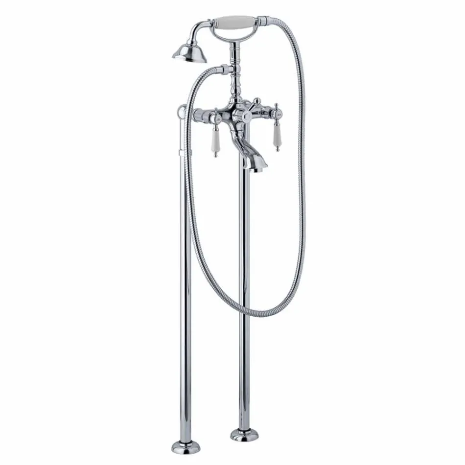 Mezclador de columna para bañera con ducha en latón Made in Italy - Shelly Viadurini