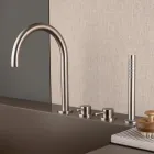 Mezclador de bañera de 4 orificios con caño de acero AISI 316L - Artigli Viadurini
