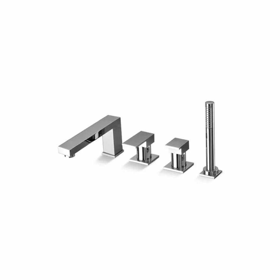 Mezclador de bañera con 4 orificios de latón de diseño Made in Italy - Panela Viadurini