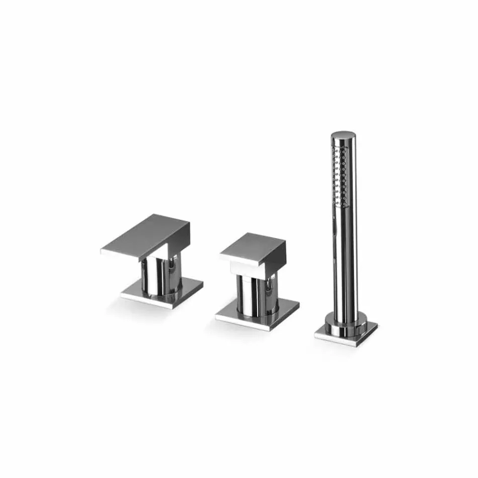 Mezclador de bañera moderno de latón con 3 orificios Made in Italy - Bibo Viadurini