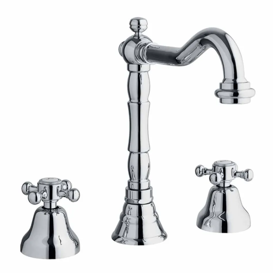 Mezclador clásico de 3 orificios para lavabo de latón Made in Italy - Lisca Viadurini