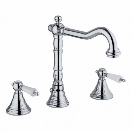 Mezclador clásico de lavabo de latón con 3 orificios Made in Italy - Shelly Viadurini