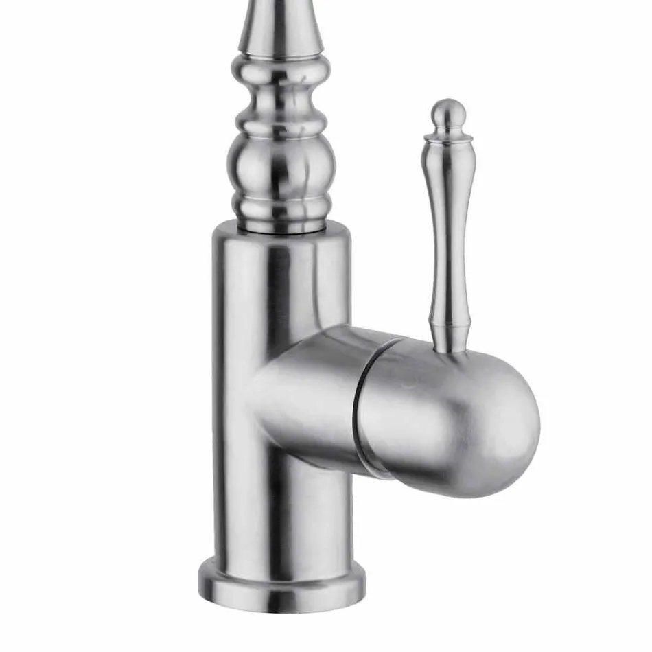 Mezclador de fregadero de cocina clásico de acero inoxidable Made in Italy - Regalo Viadurini