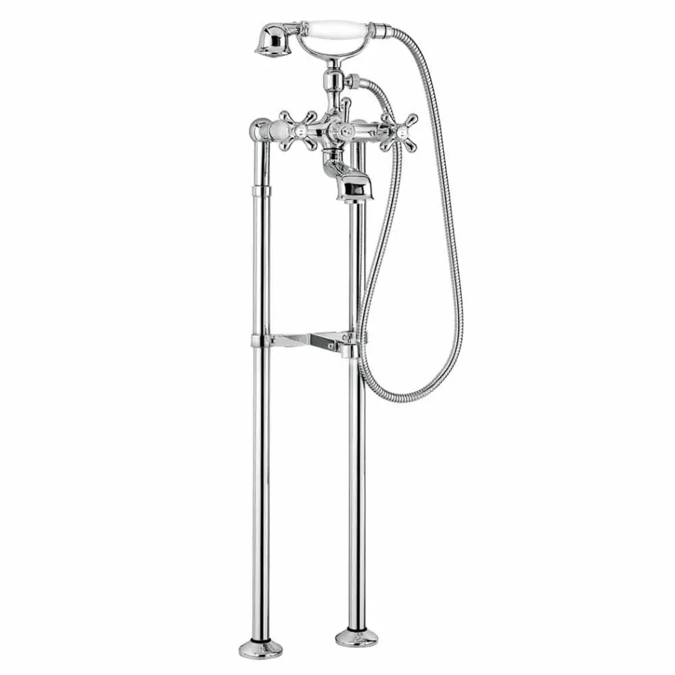 Mezclador clásico para bañera de suelo en latón Made in Italy - Panico Viadurini