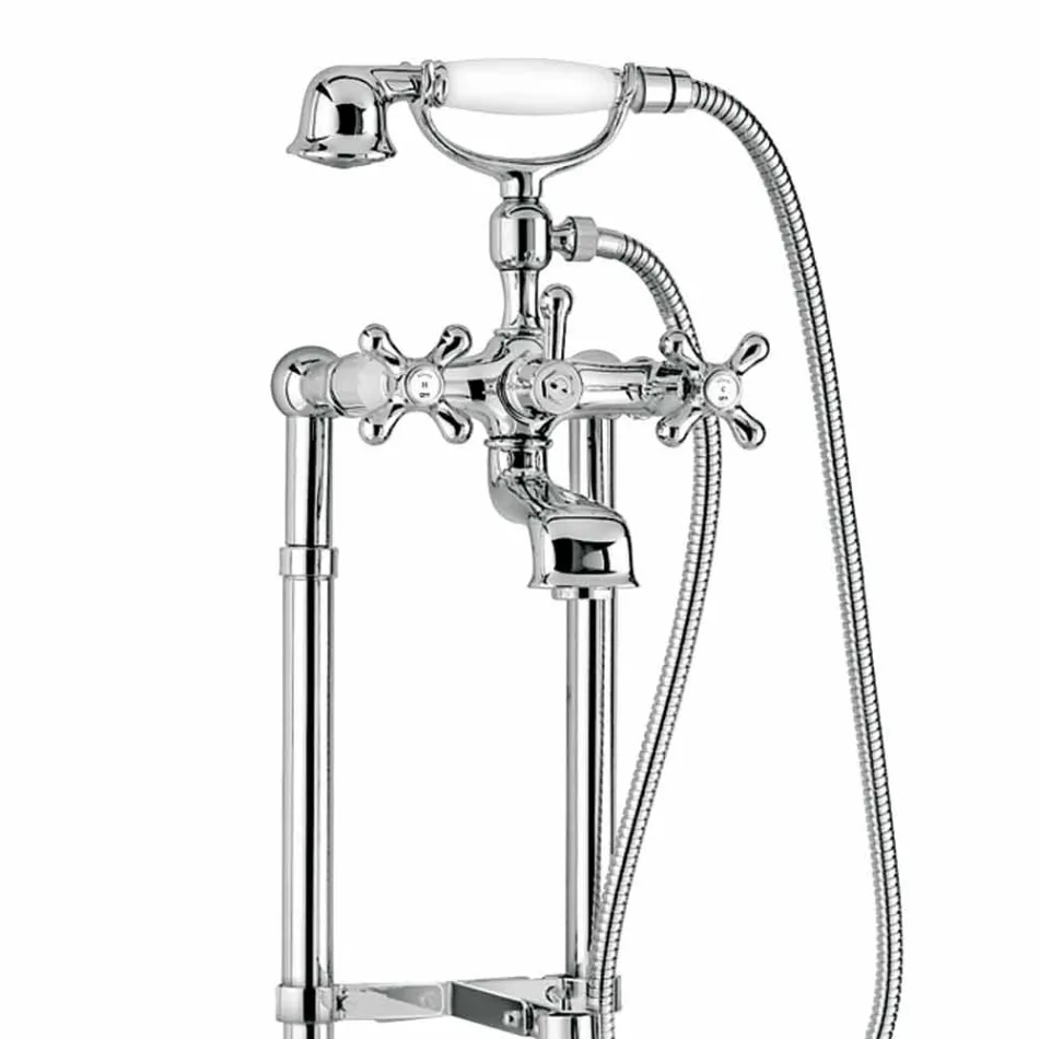 Mezclador clásico para bañera de suelo en latón Made in Italy - Panico Viadurini